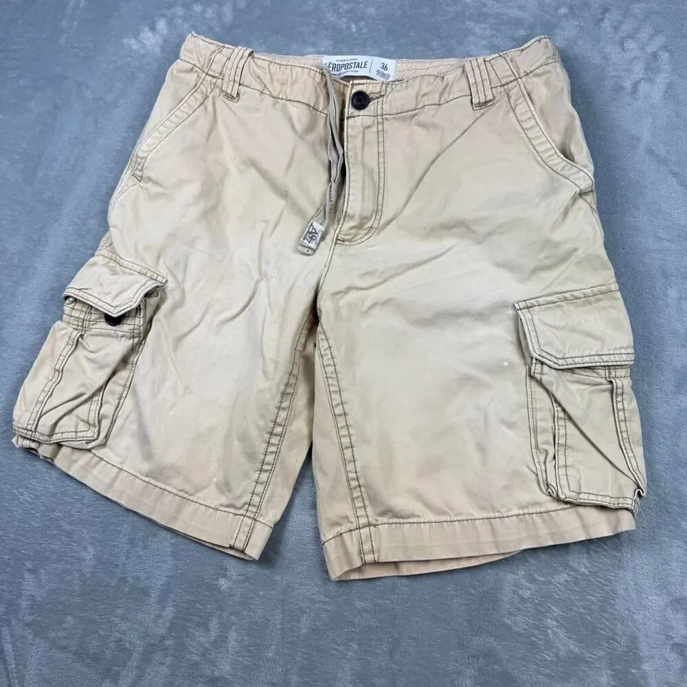 Aeropostale Men's Tan and Cream Shorts